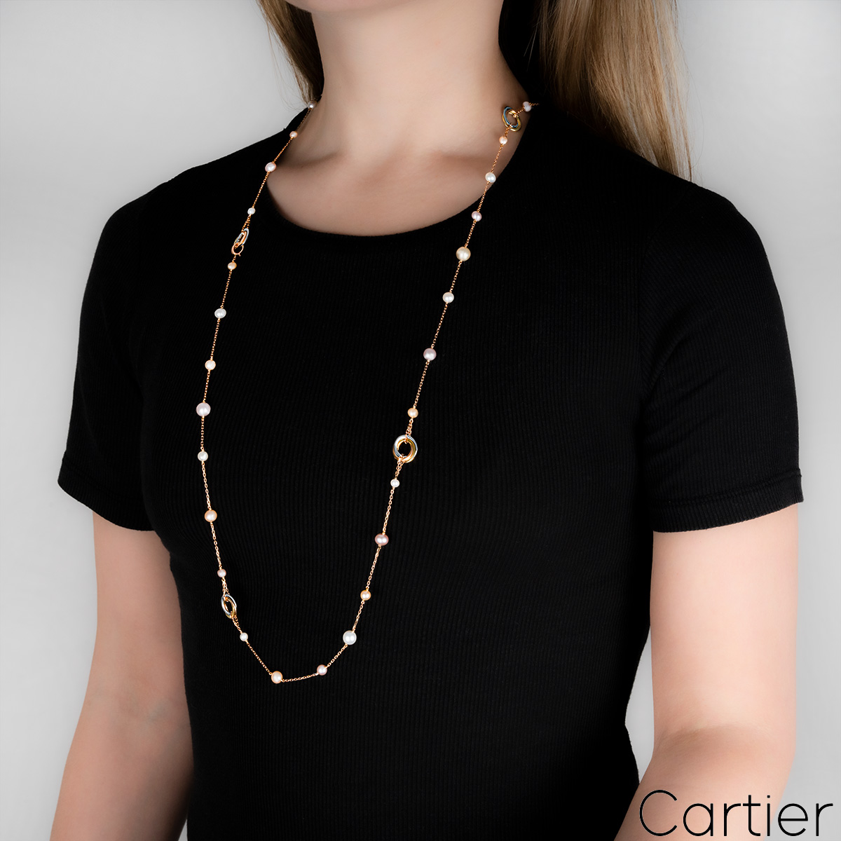 Cartier Rose Gold Pearl Trinity De Cartier Necklace